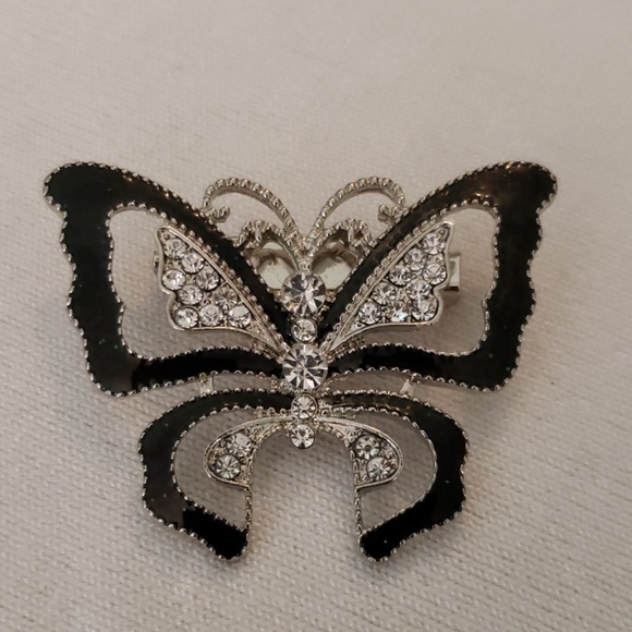 Black Rhinestone Butterfly brooch - Picture 2 of 2